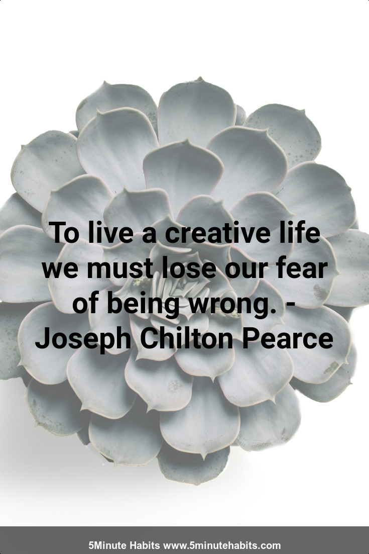 To live a creative life we must lose our fear of being wrong. - Joseph Chilton Pearce